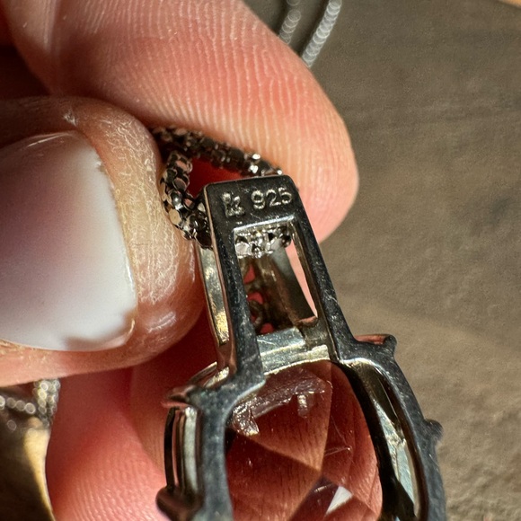 18K yellow gold and 925 Sterling silver Smoky Quartz pendant necklace - Picture 13 of 14